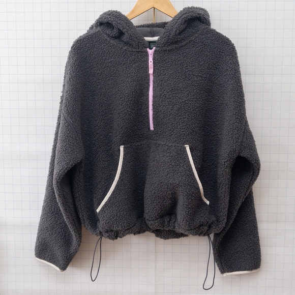 *NWT* Wild Fable Half Zip Anorak Hoodie Sherpa - Gray - Size L - Picture 5 of 9